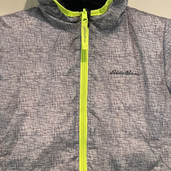 EDDIE BAUER Down Hooded Puffer Coat Boy's Black Green Reversible Size XS 5/6 - Picture 13 of 16